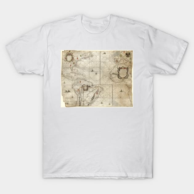 Map of the Atlantic coasts, 1660 (C029/1143) T-Shirt by SciencePhoto